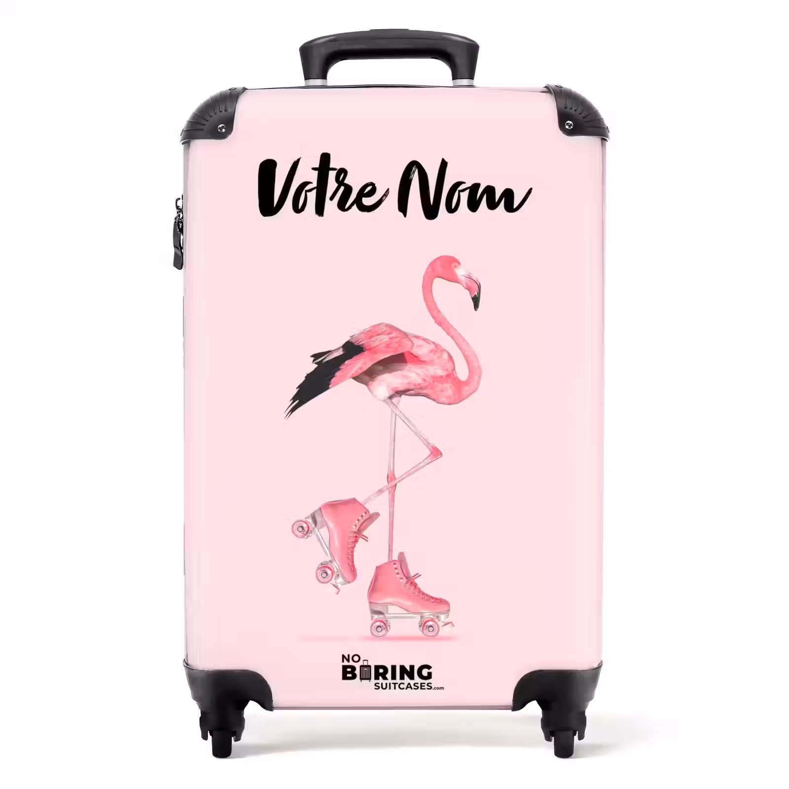 Valise avec nom - Flamant rose à roulettes — 1