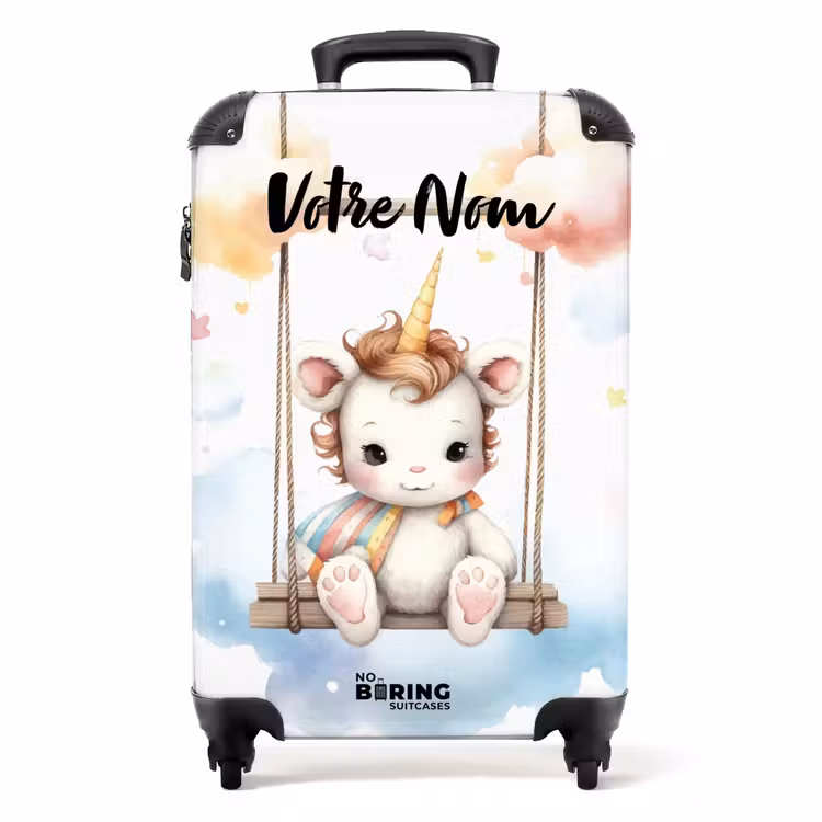 Valise avec nom - Bébé licorne à bercer — 1