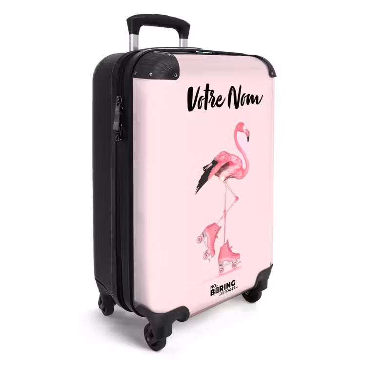 Valise avec nom - Flamant rose à roulettes — 2