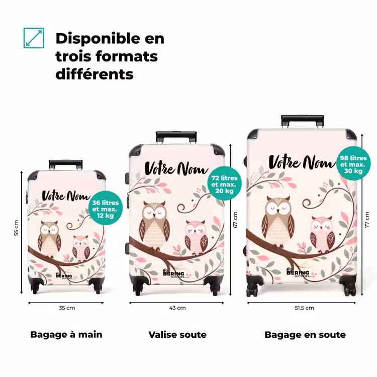 Valise avec nom - Hiboux endormis — 3