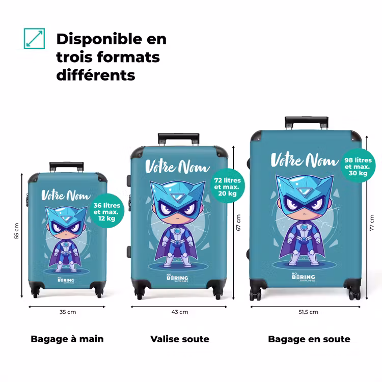 Valise avec nom - Tornade turquoise — 3