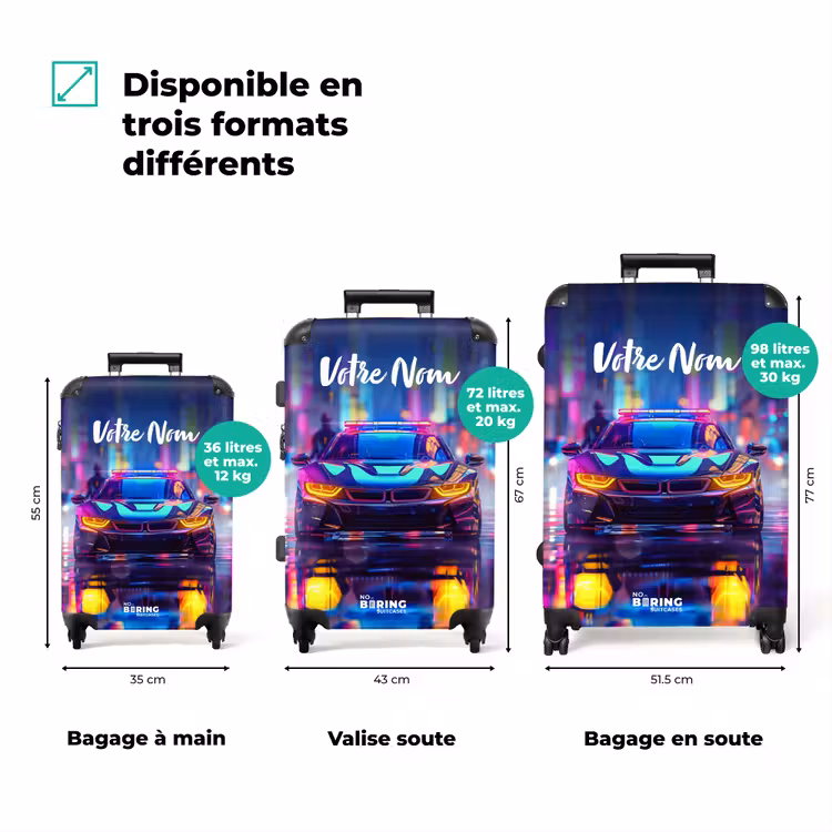 Valise avec nom - Voiture de nuit au néon — 3