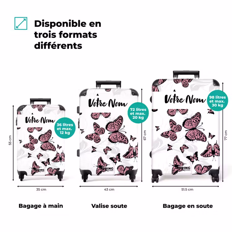 Valise avec nom - Mer de papillons — 3