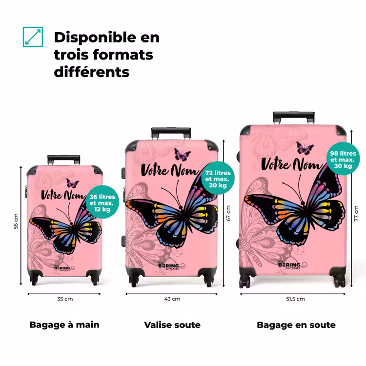 Valise avec nom - Papillon Bubblegum — 3