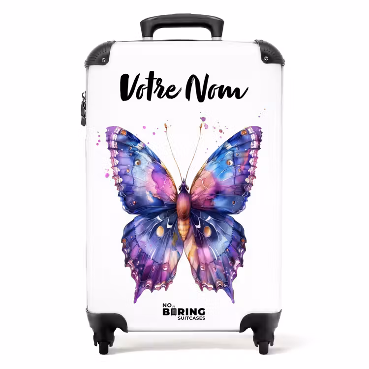 Valise avec nom - Papillon violet — 1