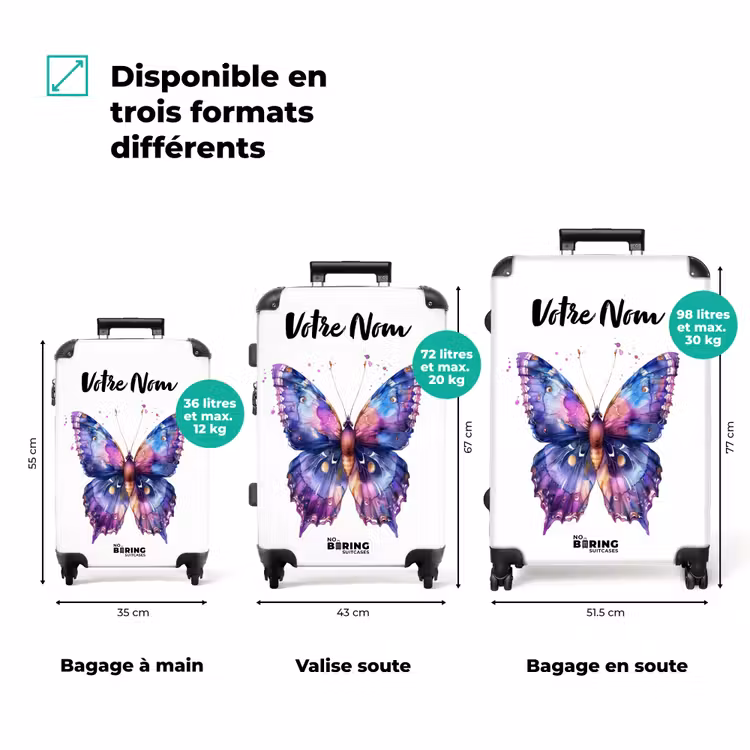 Valise avec nom - Papillon violet — 3