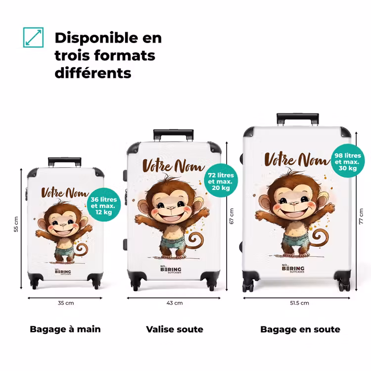 Valise avec nom - Singe Arie — 3