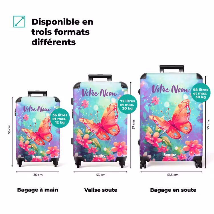 Valise avec nom - Superbe papillon — 3