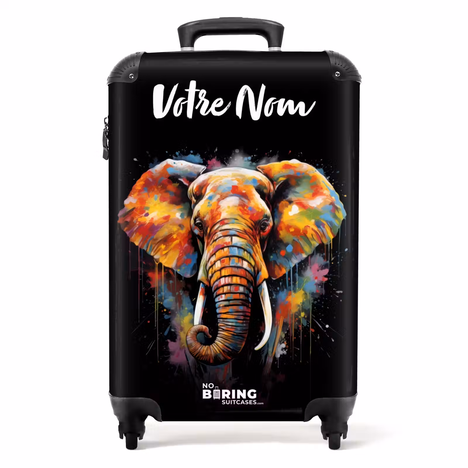 Valise avec nom - Éléphant décoré d'éclaboussures colorées — 1