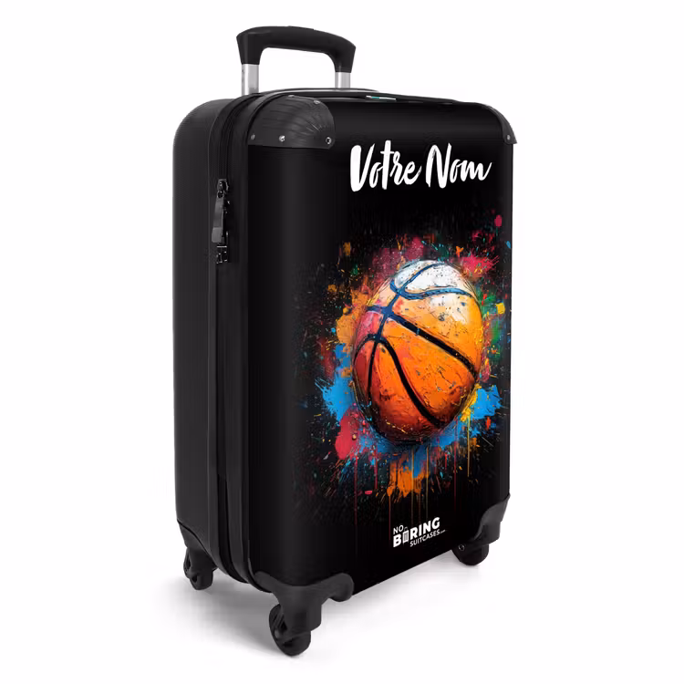 Valise avec nom - Basket-ball orange au milieu des éclaboussures de peinture — 2