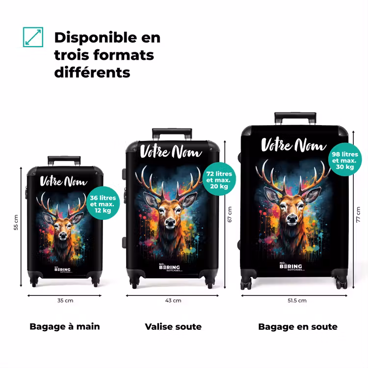 Valise avec nom - Cerf avec bois entre les graffitis — 3