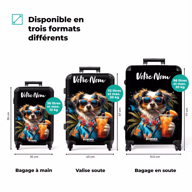 Valise avec nom - Chien dans les sphères tropicales — 3