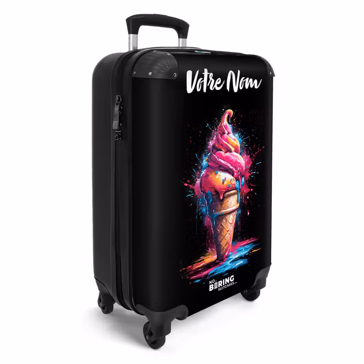 Valise avec nom - Cornet de glace avec peinture bleue et rose — 2