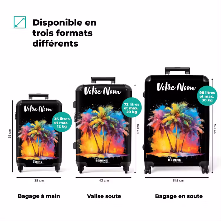 Valise avec nom - Palmiers maculés de peinture — 3