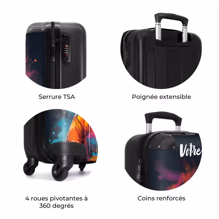 Valise avec nom - Panda avec pelage orange et éclaboussures de peinture — 8