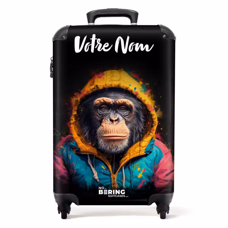 Valise avec nom - Singe avec gilet coloré — 1