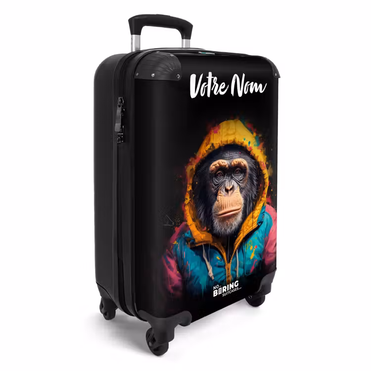 Valise avec nom - Singe avec gilet coloré — 2