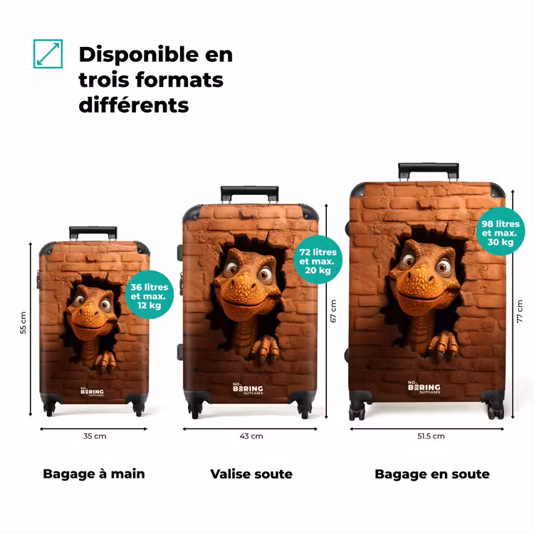 Valise - Dino avec un large sourire dans un mur de briques — 3