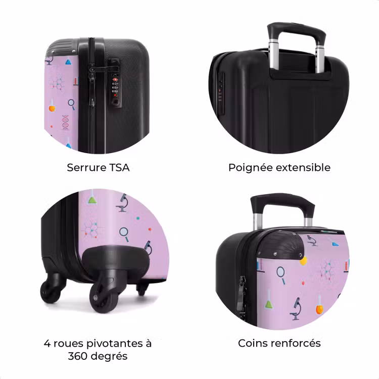 Valise - Motif de laboratoire et de science sur fond violet — 8