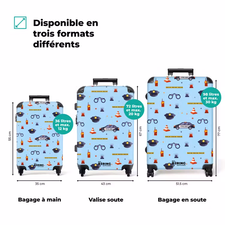 Valise - Motif de police et de sécurité sur fond bleu clair — 3