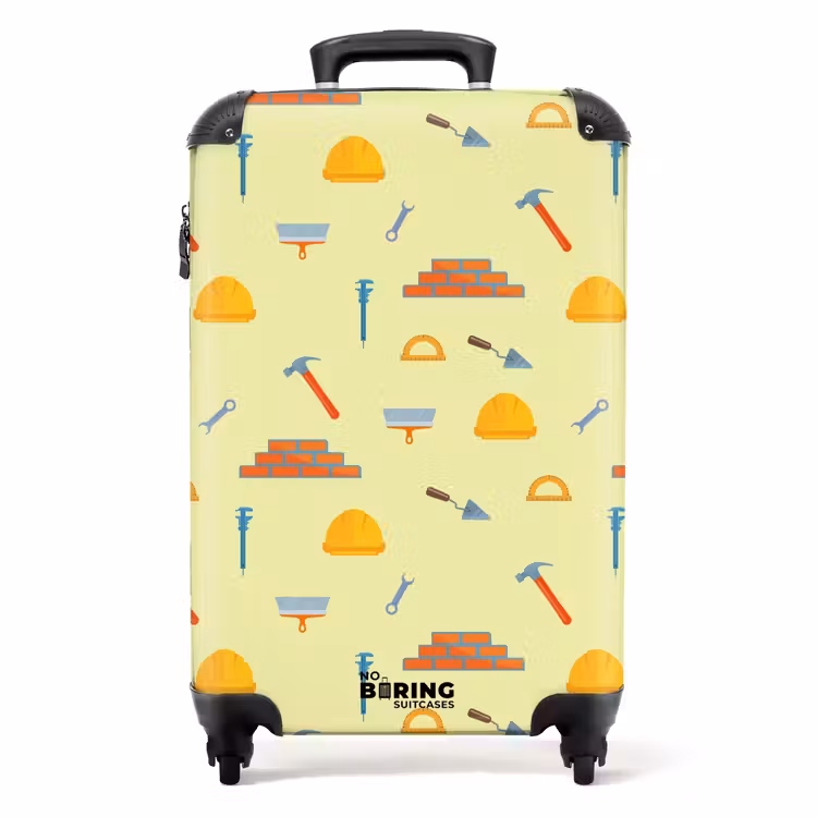 Valise - Motif d'outils de construction sur fond jaune clair — 1