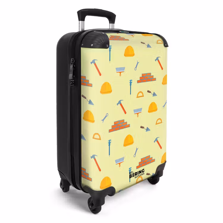 Valise - Motif d'outils de construction sur fond jaune clair — 2