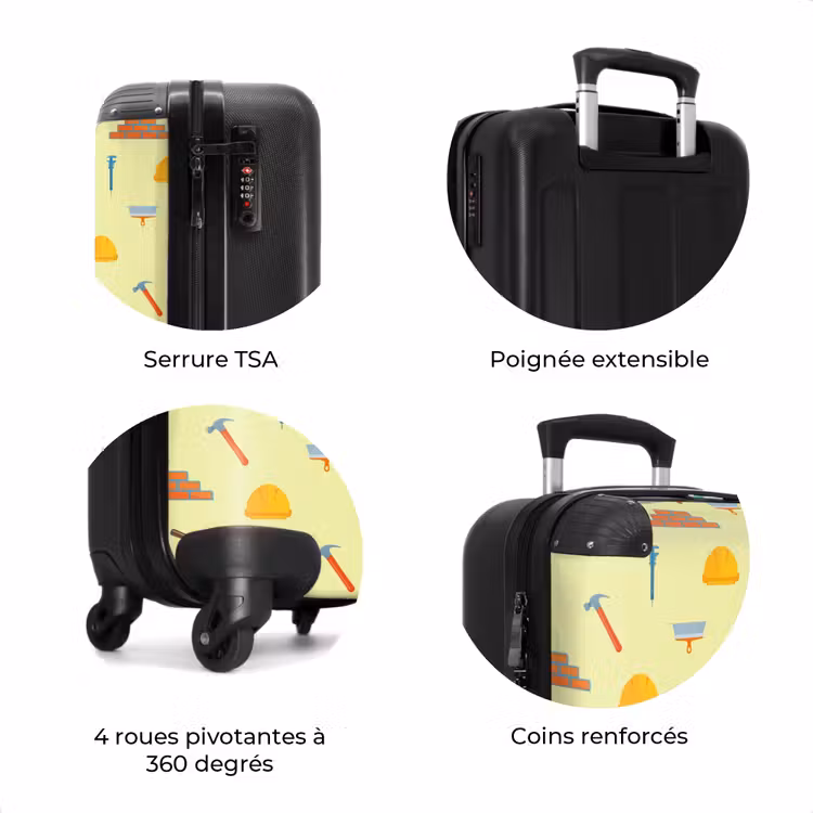 Valise - Motif d'outils de construction sur fond jaune clair — 8