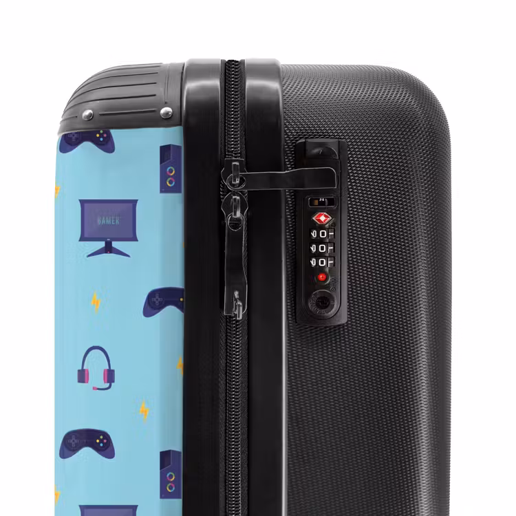 Valise - Motif gamer avec accessoires de jeu sur fond bleu — 6