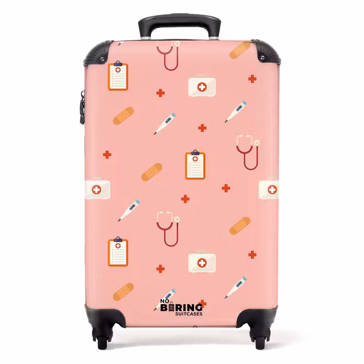 Valise - Symboles médicaux sur fond rose — 1