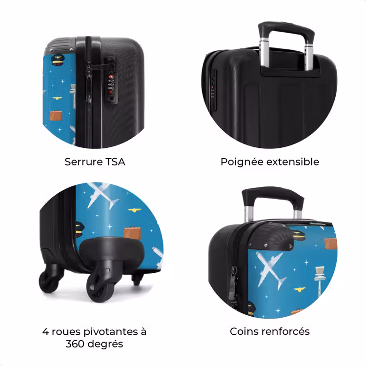 Valise - Thème de l'aviation avec des avions sur fond bleu — 8