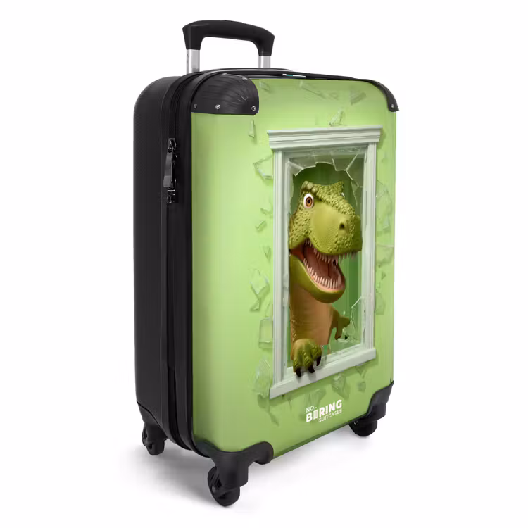Valise - Un T-rex brise une fenêtre en verre vert — 2