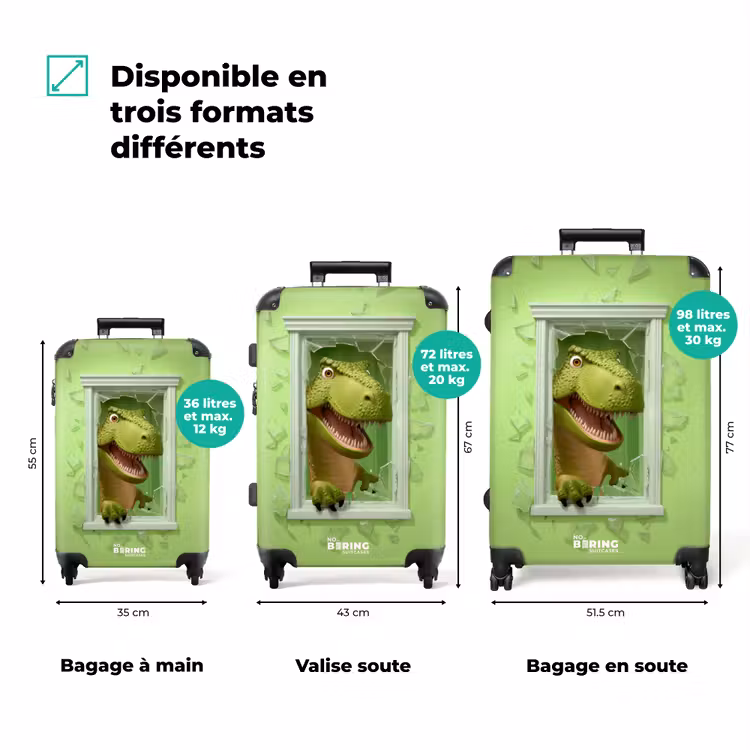 Valise - Un T-rex brise une fenêtre en verre vert — 3