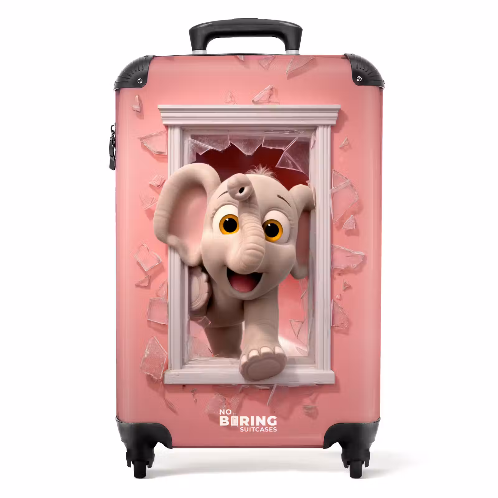 Valise - Un éléphant brise une fenêtre en verre rose — 1