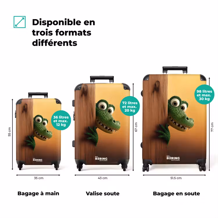 Valise - Crocodile aux grands yeux derrière un mur en bois — 3