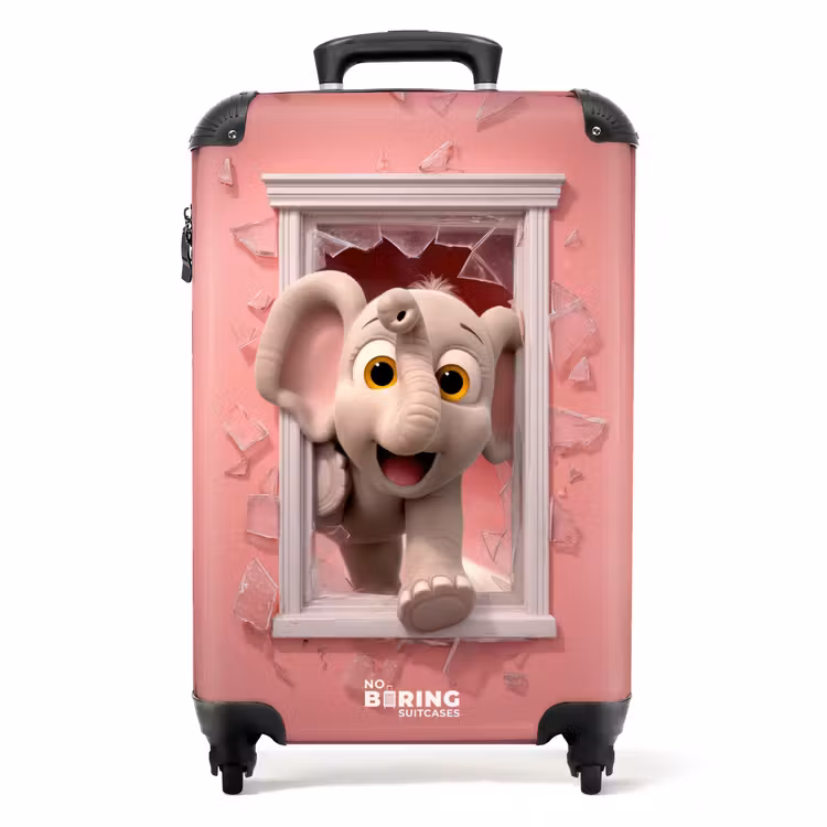 Valise - Un éléphant brise une fenêtre en verre rose — 1