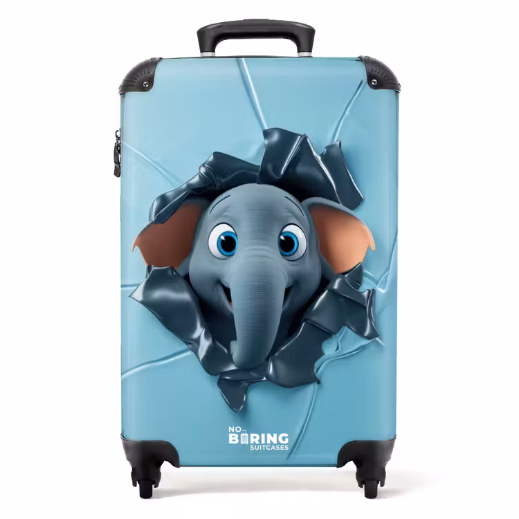 Valise - Un éléphant heureux regarde à travers un arrière-plan déchiré — 1
