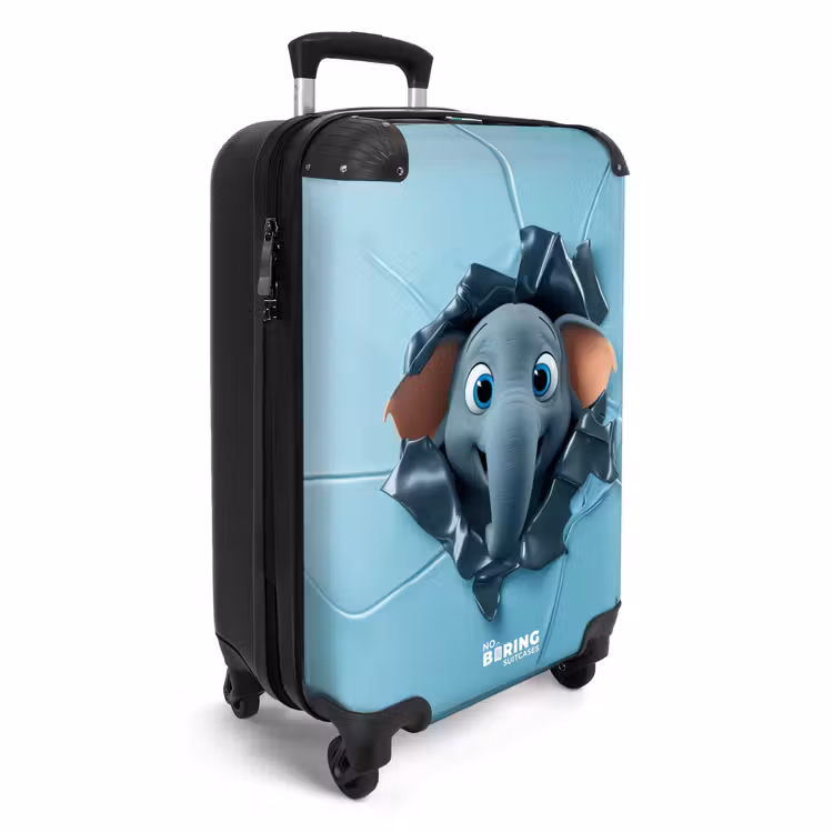 Valise - Un éléphant heureux regarde à travers un arrière-plan déchiré — 2