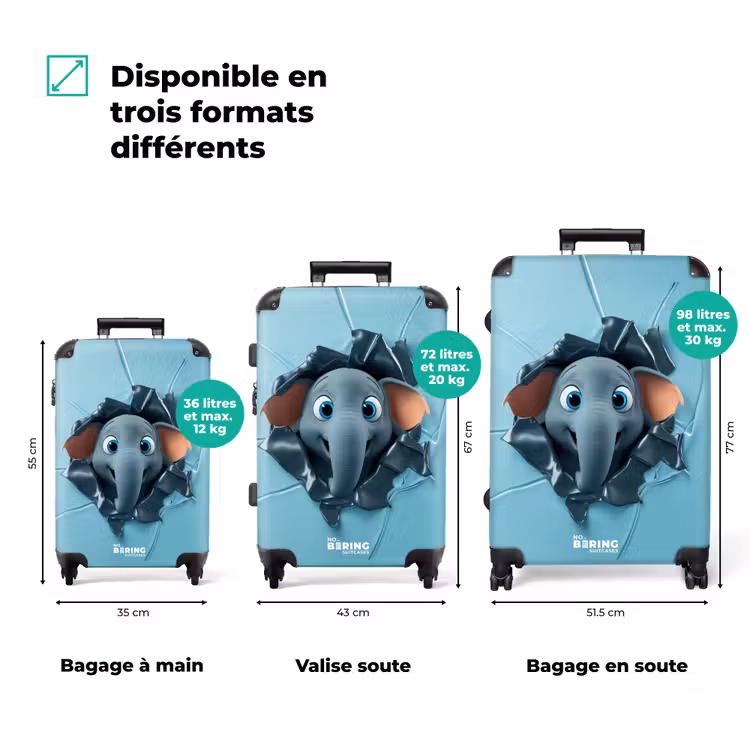 Valise - Un éléphant heureux regarde à travers un arrière-plan déchiré — 3