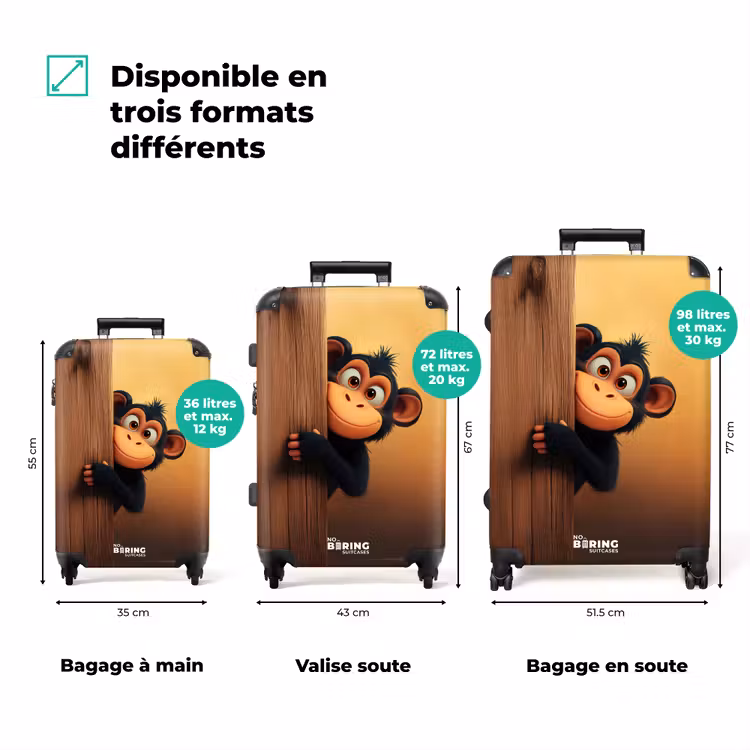 Valise - Un singe derrière un mur en bois — 3