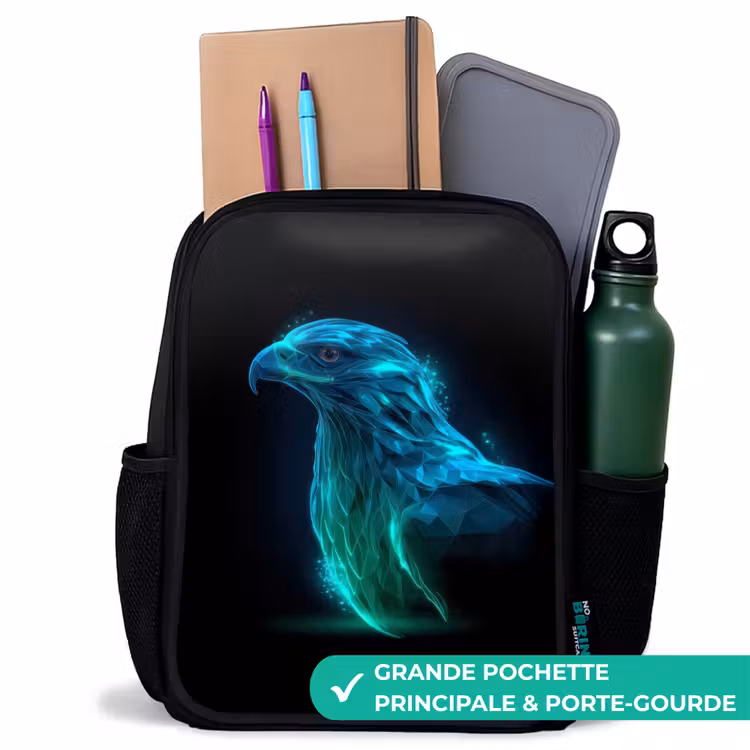 Sac à dos enfant - Noir - Aigle numérique de profil — 10