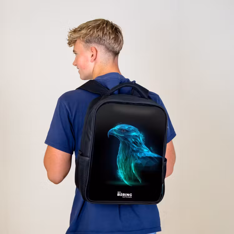 Sac à dos enfant - Noir - Aigle numérique de profil — 5