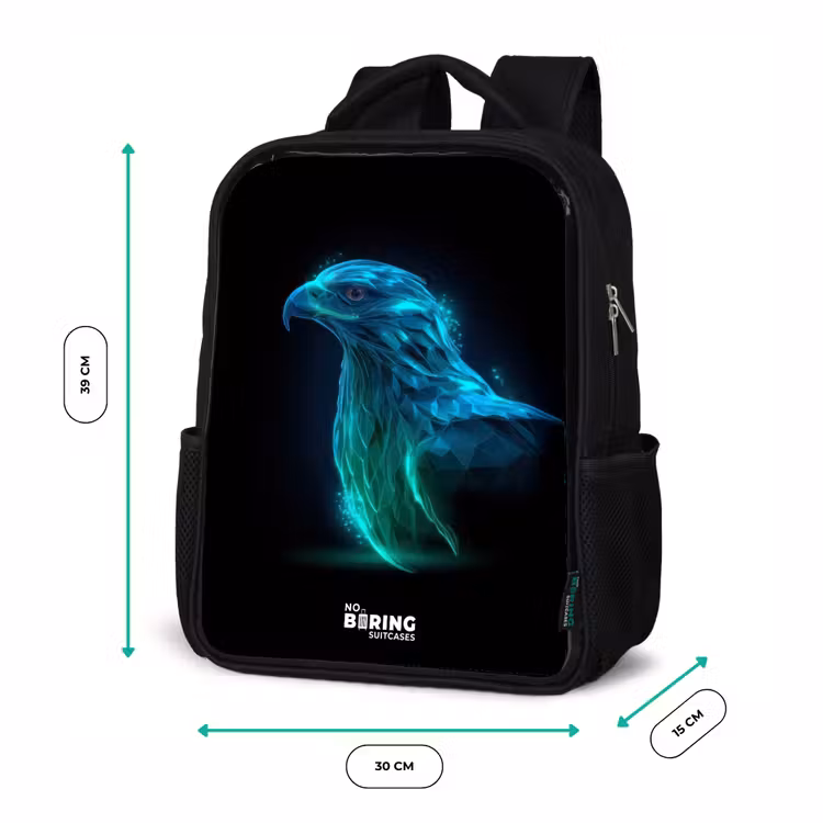 Sac à dos enfant - Noir - Aigle numérique de profil — 8