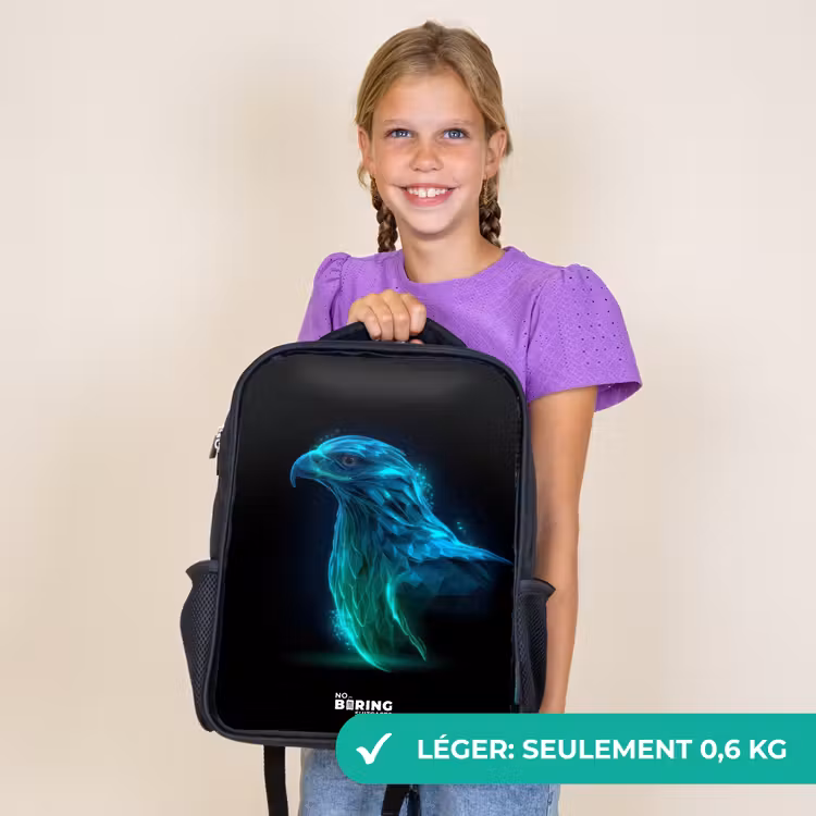 Sac à dos enfant - Noir - Aigle numérique de profil — 9