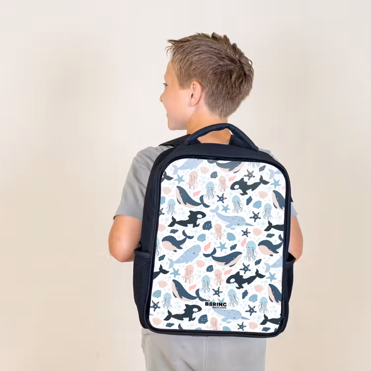 Sac à dos enfant - Noir - Animaux marins colorés — 2