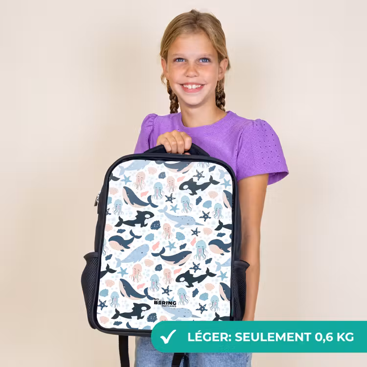 Sac à dos enfant - Noir - Animaux marins colorés — 8