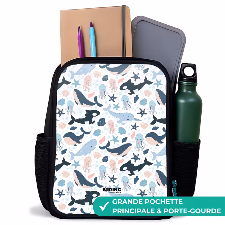 Sac à dos enfant - Noir - Animaux marins colorés — 9