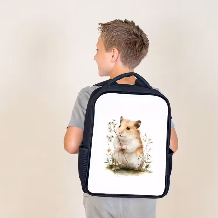 Sac à dos enfant - Noir - Aspect tendre avec des fleurs sauvages — 2