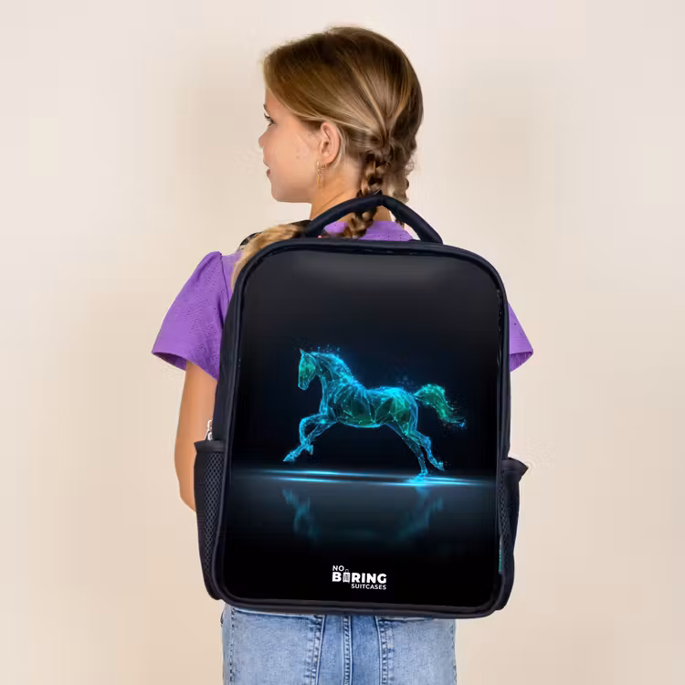 Sac à dos enfant - Noir - Cheval futuriste au galop — 4
