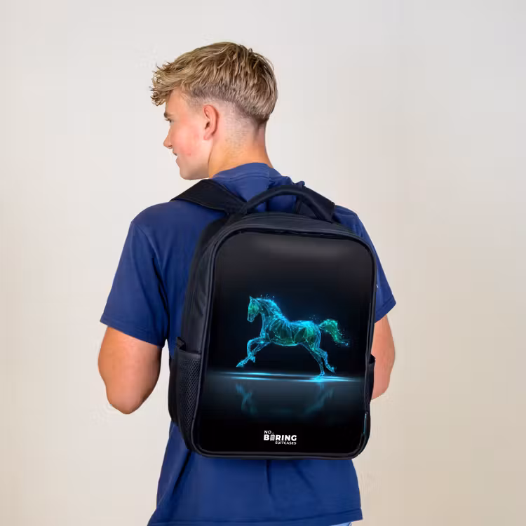 Sac à dos enfant - Noir - Cheval futuriste au galop — 5
