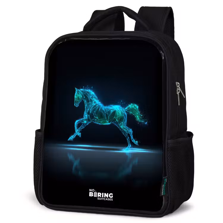 Sac à dos enfant - Noir - Cheval futuriste au galop — 6